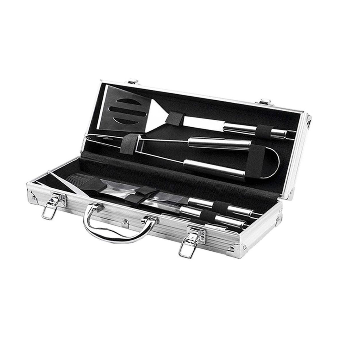 SOHOGAR - Set 5 accesorios parrilleros de acero y maletin de metal