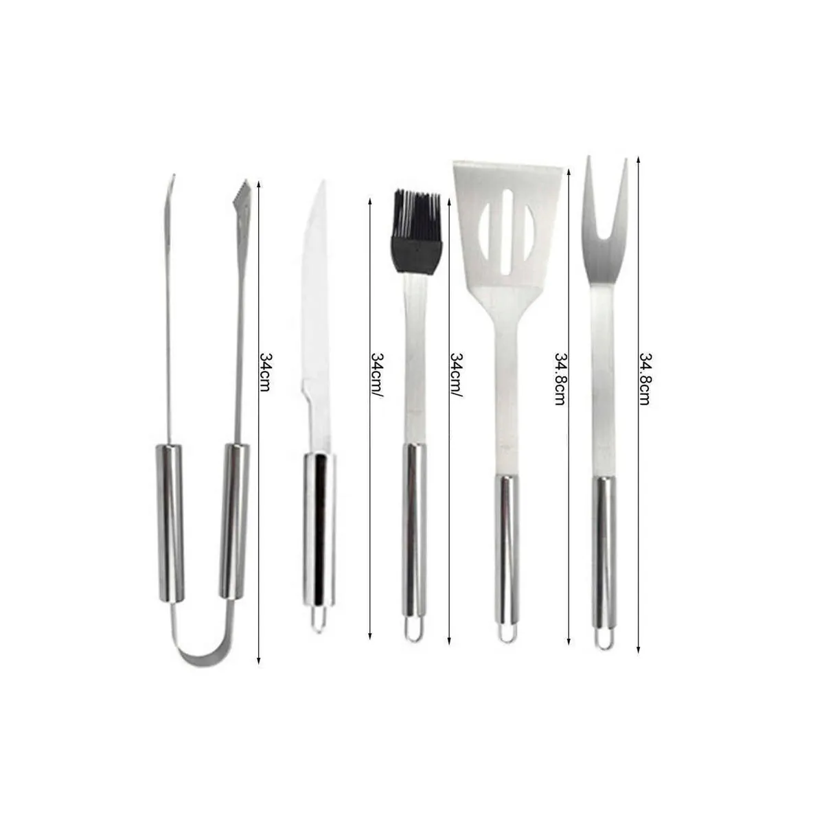 SOHOGAR - Set 5 accesorios parrilleros de acero y maletin de metal