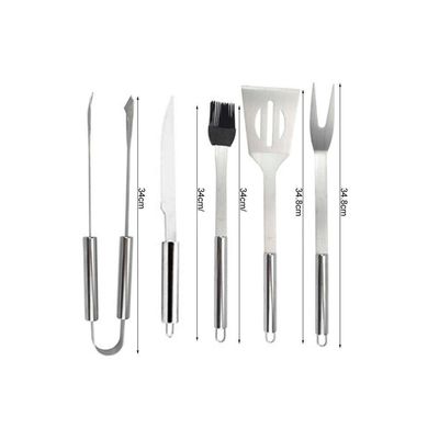 Imagen 2 del producto Set 5 accesorios parrilleros de acero y maletin de metal