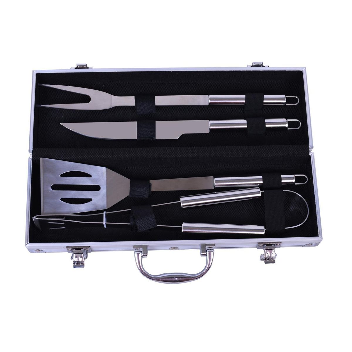 SOHOGAR - Set 4 accesorios parrilleros de acero y maletin de metal