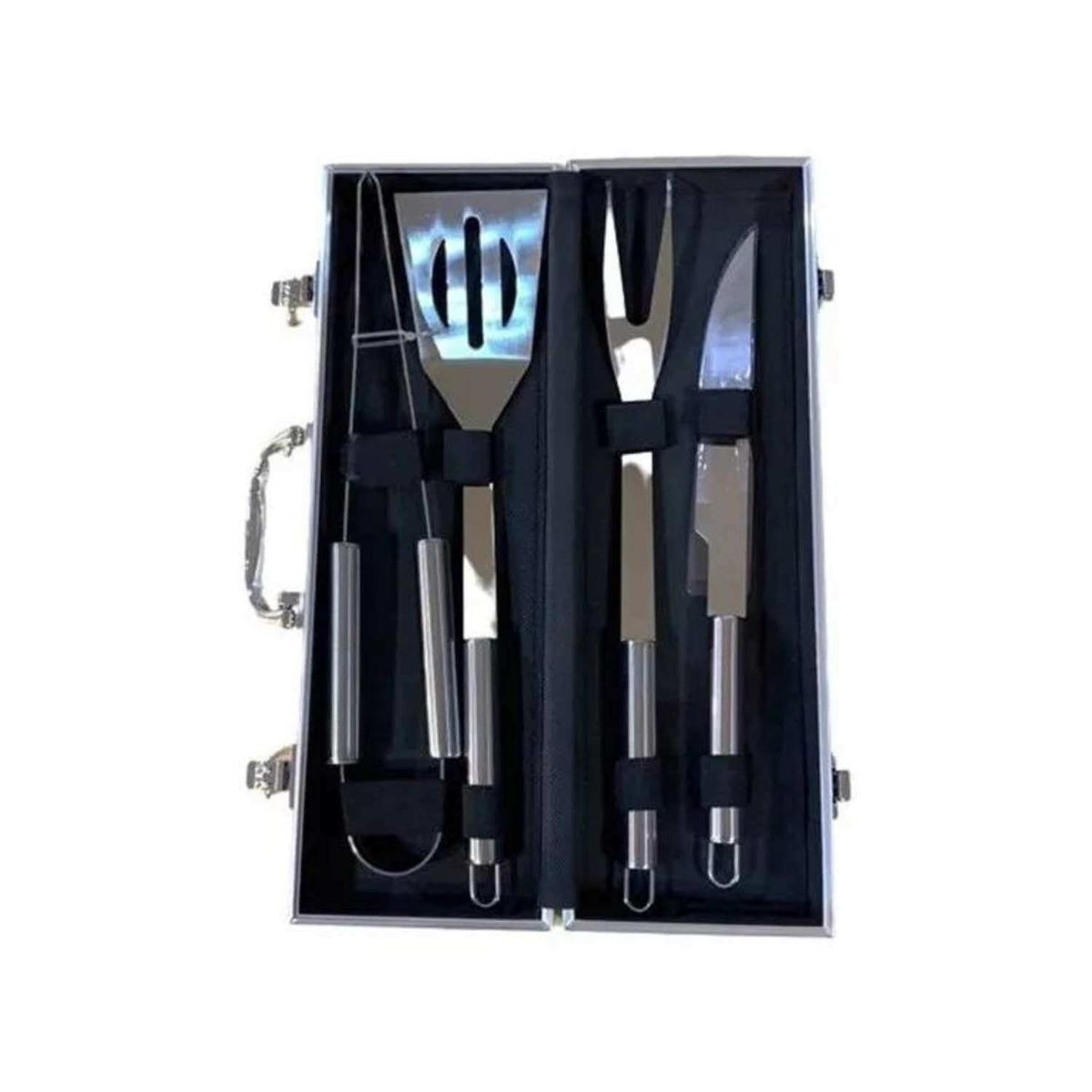 SOHOGAR - Set 4 accesorios parrilleros de acero y maletin de metal