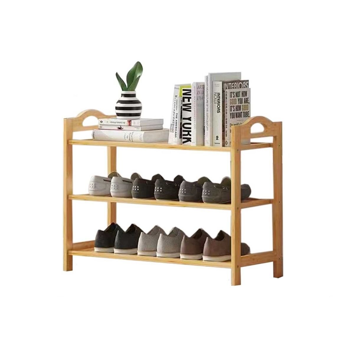 NEWTREE - Zapatera de Madera 3 Niveles 68x23x51cm