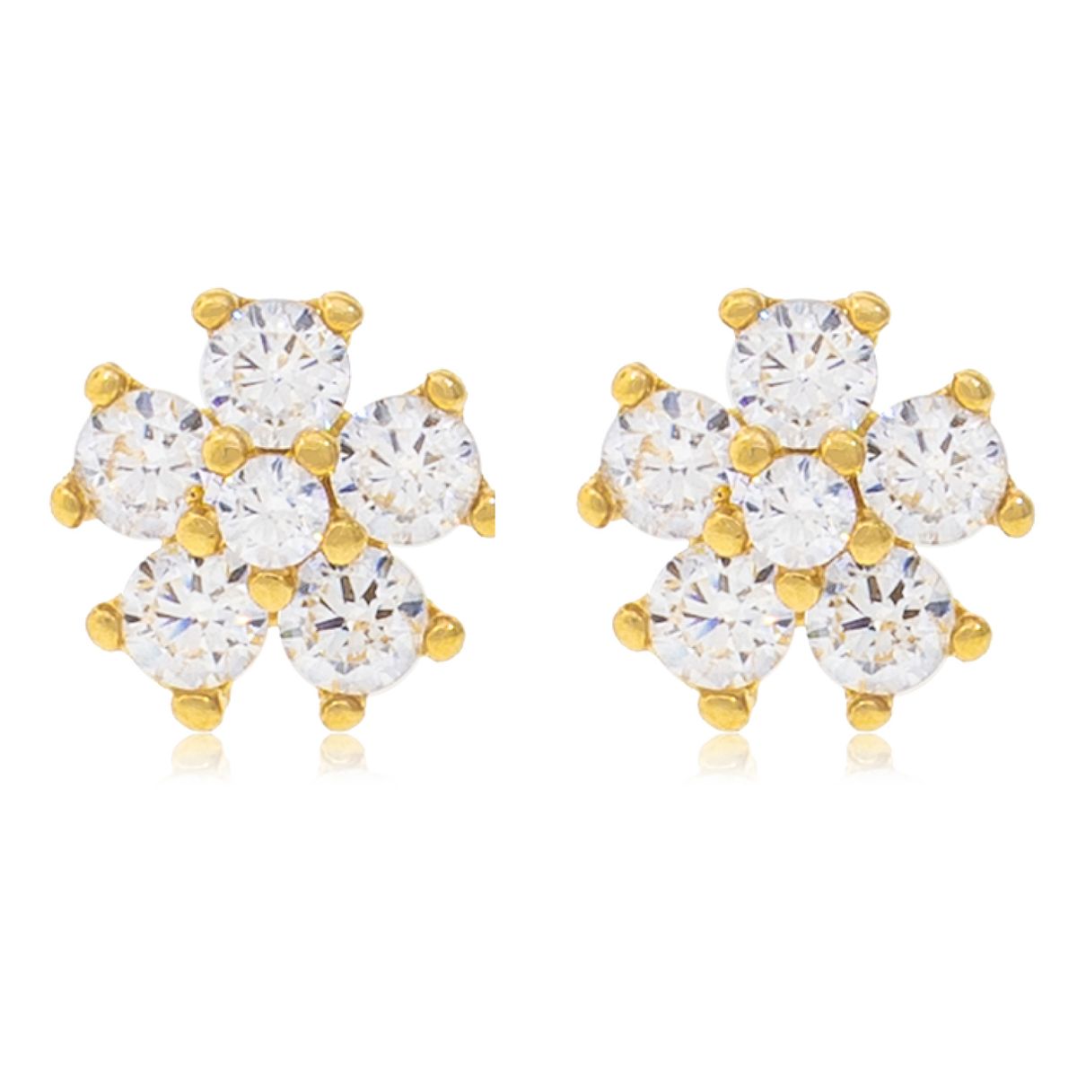 JB JOYAS BARON - Aros de Oro 18kt Flor Cuadrada