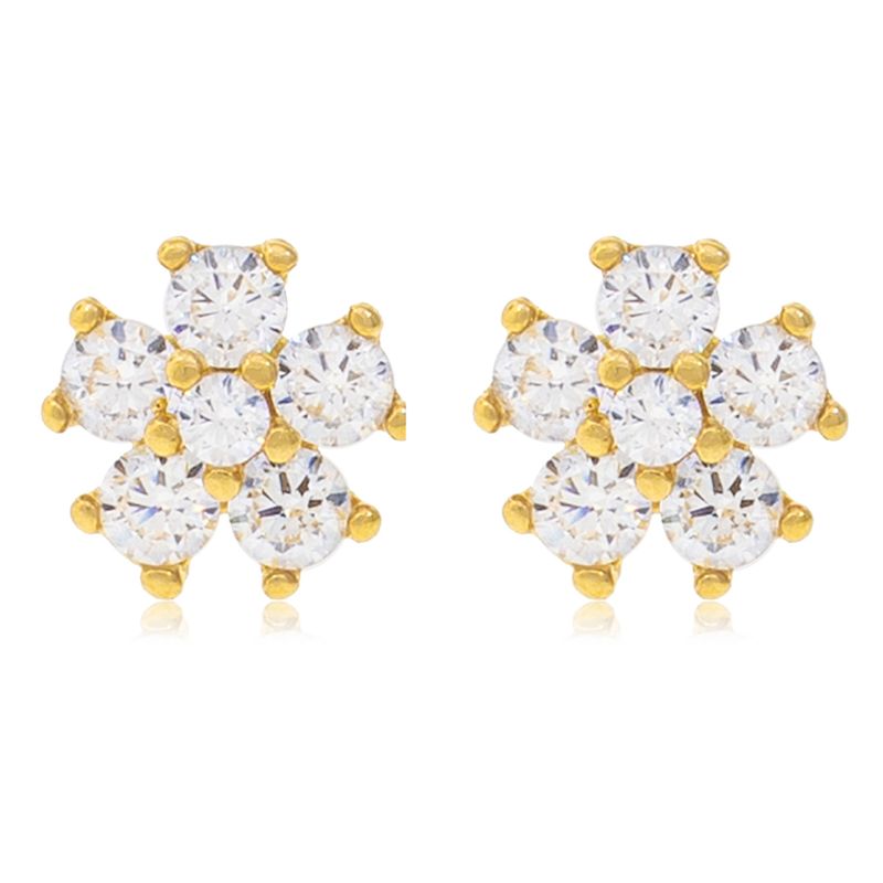 JB JOYAS BARON - Aros de Oro 18kt Flor Cuadrada