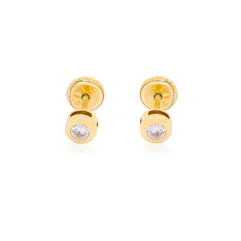 JB JOYAS BARON - Aros de Oro 18kt Punto De Luz con Circonita 3,0 mm