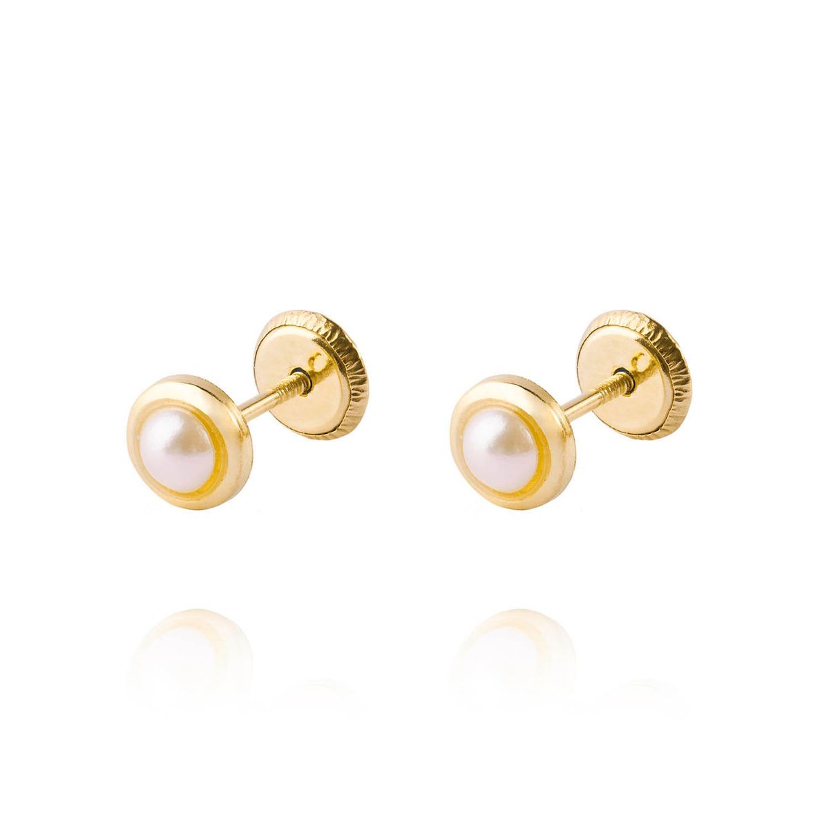 JB JOYAS BARON - Aros de Oro 18kt Modelo de 3mm Perla Cultivada