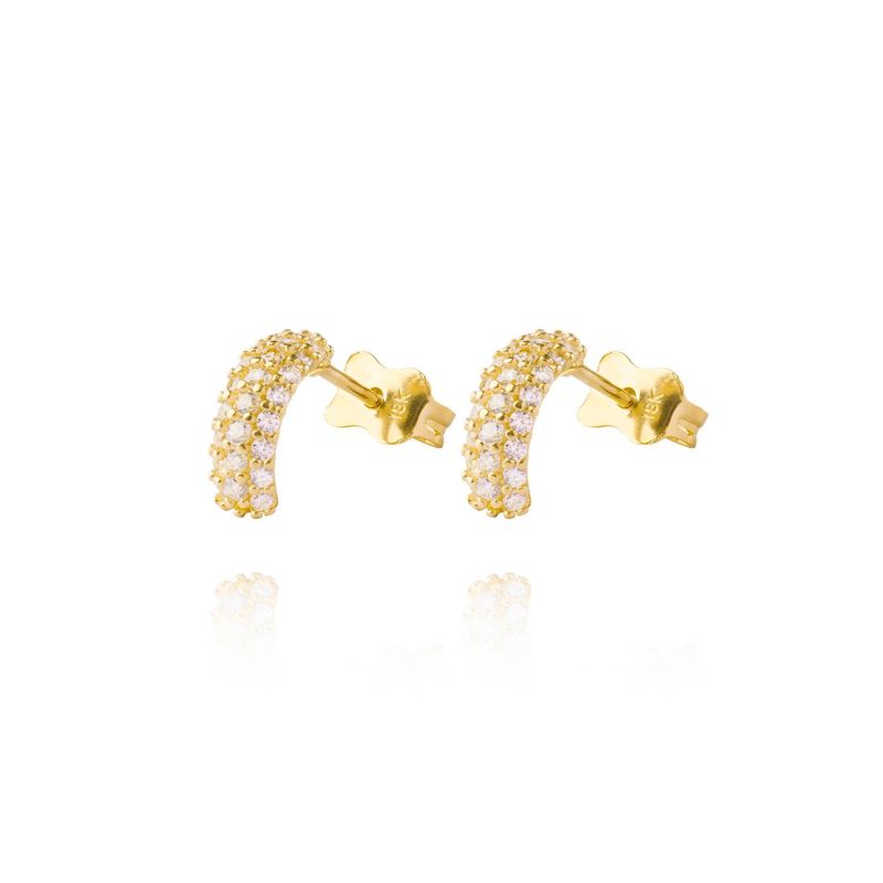JB JOYAS BARON - Aros de Oro 18kt Media Luna con Circones AUA
