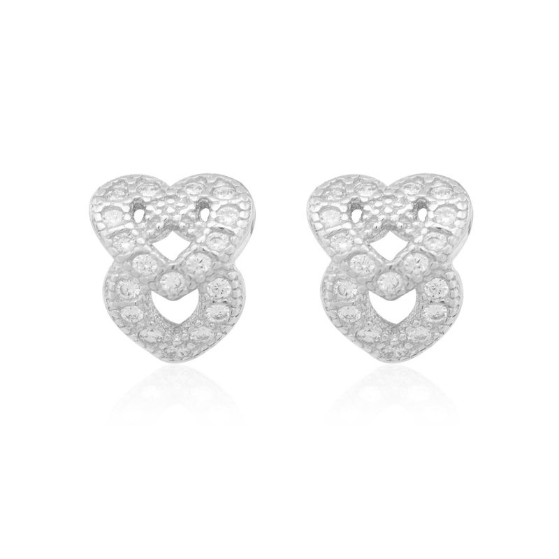 JB JOYAS BARON - Aros de Plata Esterlina 925 Corazon Doble Circon