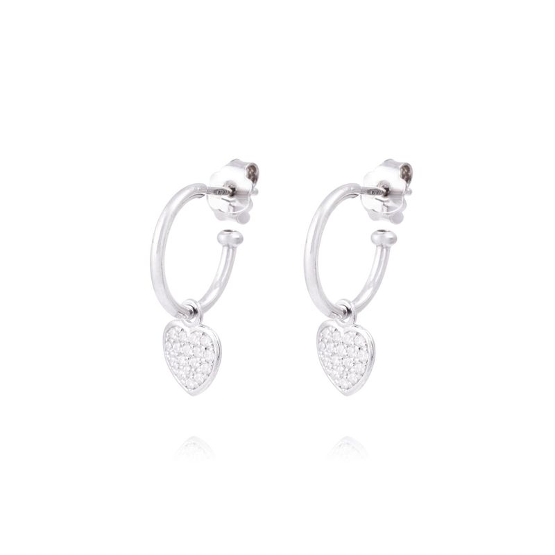 JB JOYAS BARON - Aros de Plata Esterlina 925 Argollas Corazón