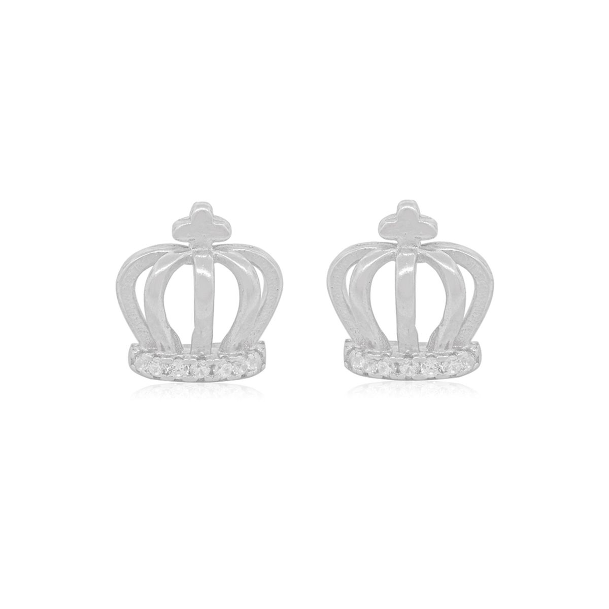 JB JOYAS BARON - Aros de Plata Esterlina 925 Corona con Circonitas