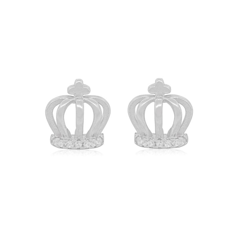 JB JOYAS BARON - Aros de Plata Esterlina 925 Corona con Circonitas