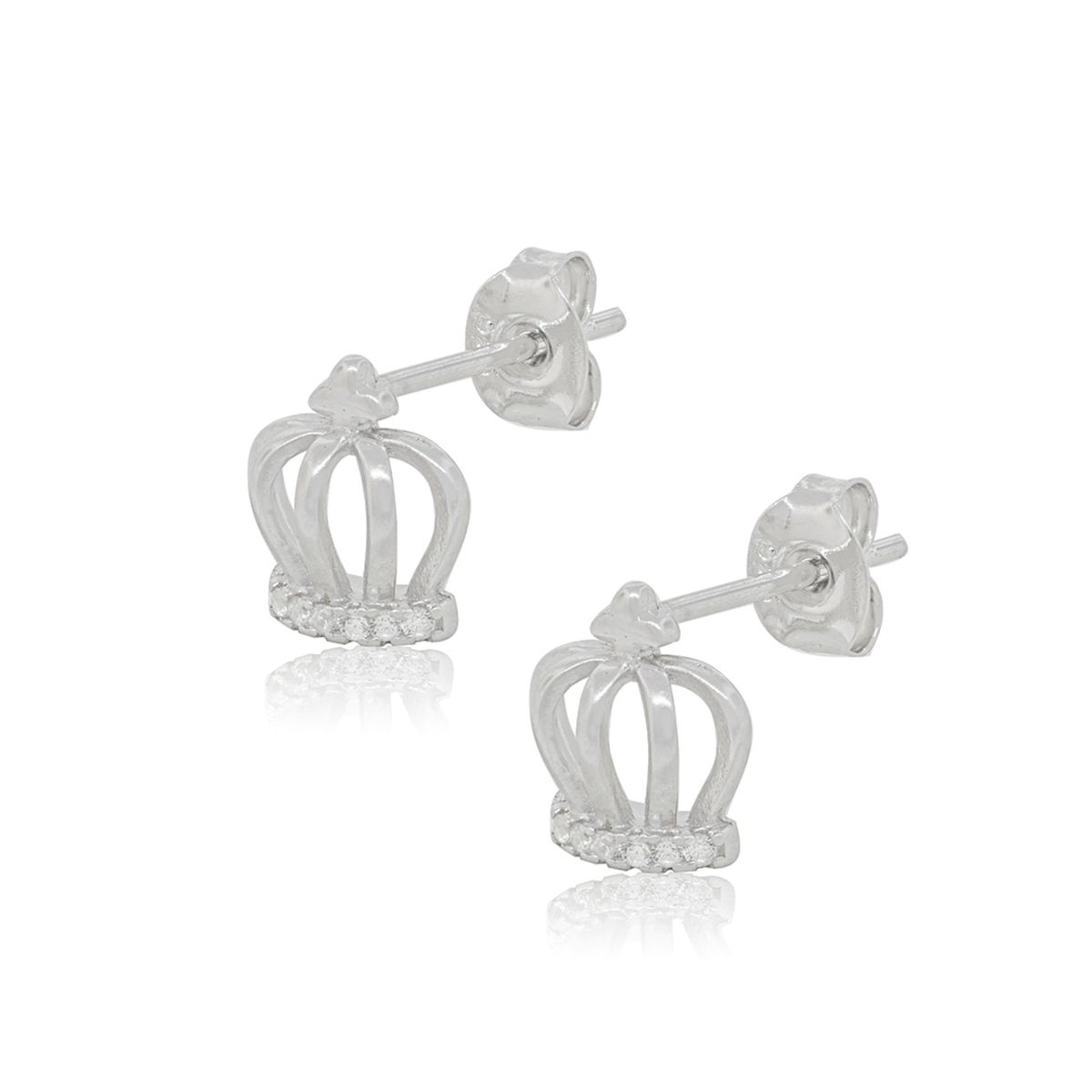JB JOYAS BARON - Aros de Plata Esterlina 925 Corona con Circonitas