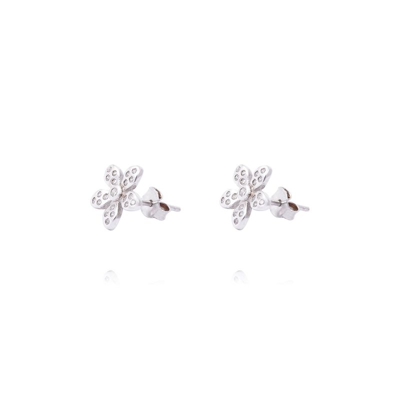 JB JOYAS BARON - Aros de Plata Esterlina 925 Flor Pétalo Circonitas