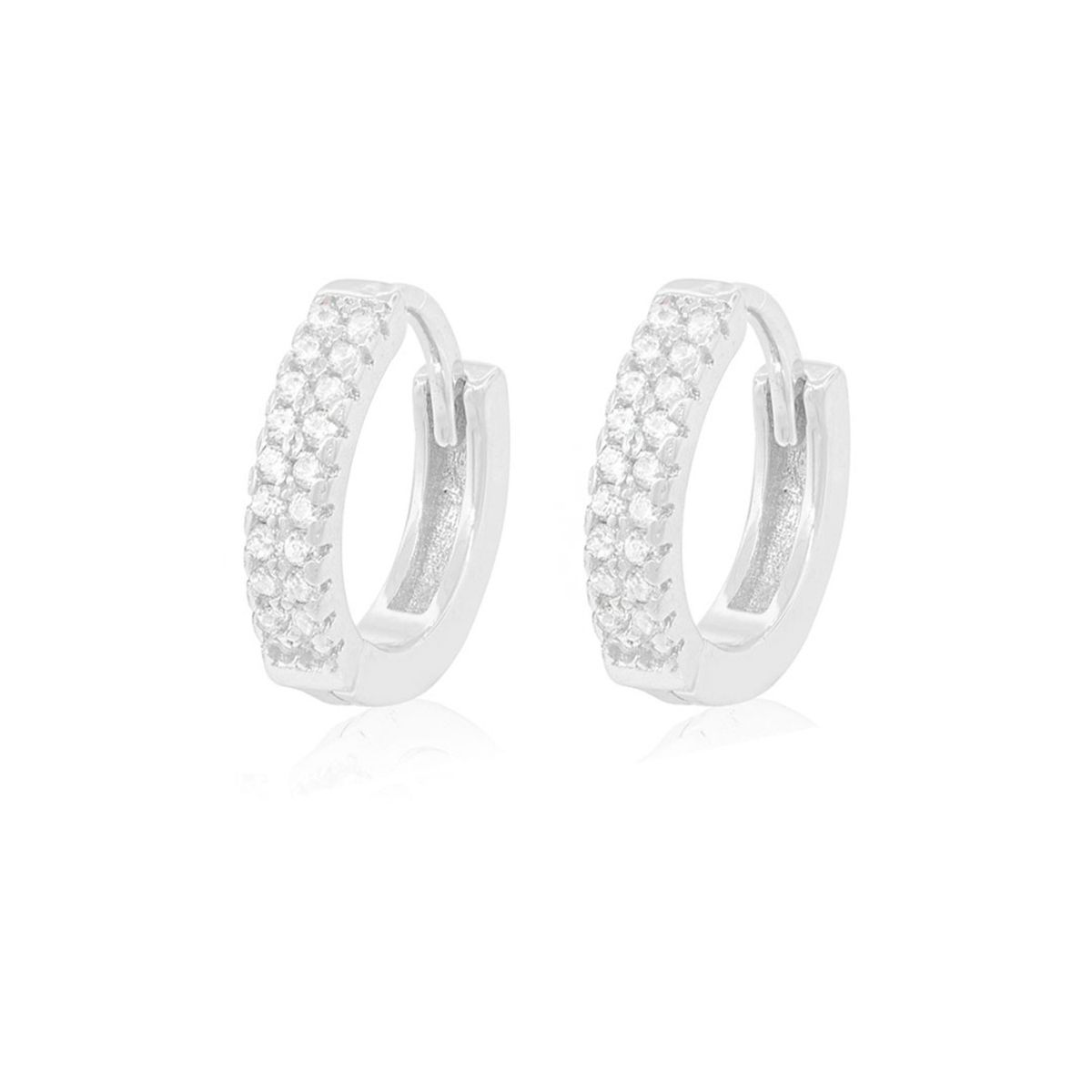 JB JOYAS BARON - Aros de Plata Esterlina 925 Argollas Doble Riel Circones