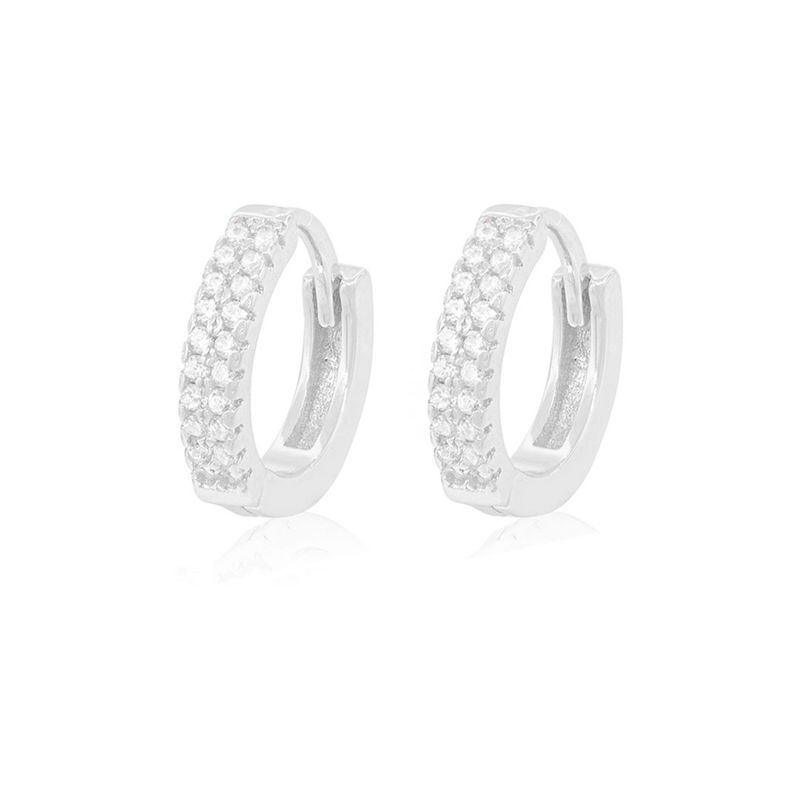 JB JOYAS BARON - Aros de Plata Esterlina 925 Argollas Doble Riel Circones