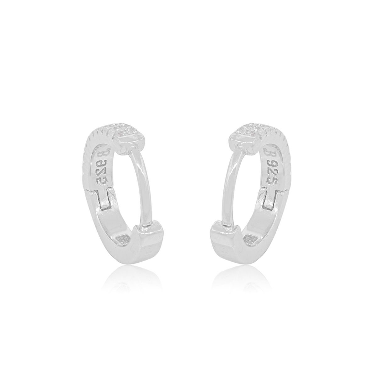 JB JOYAS BARON - Aros de Plata Esterlina 925 Argollas Doble Riel Circones