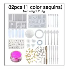 GENERICO - Kit Molde Silicona Resina Uv Inicio Collar Llavero Aros 82pc