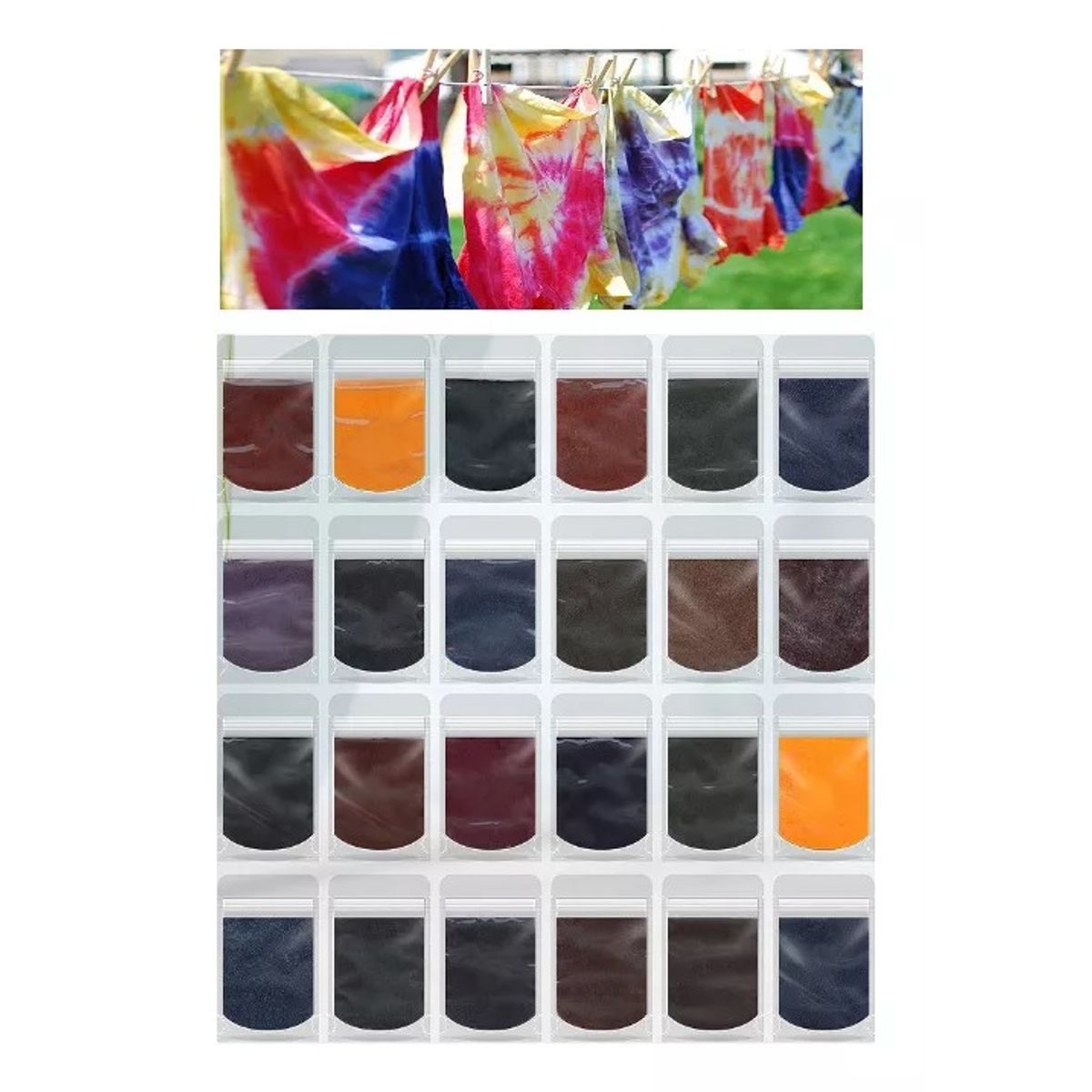 GENERICO - Anilinas Tie Dye 24 Colores 10gr Cu. Teñido Colores Vivos