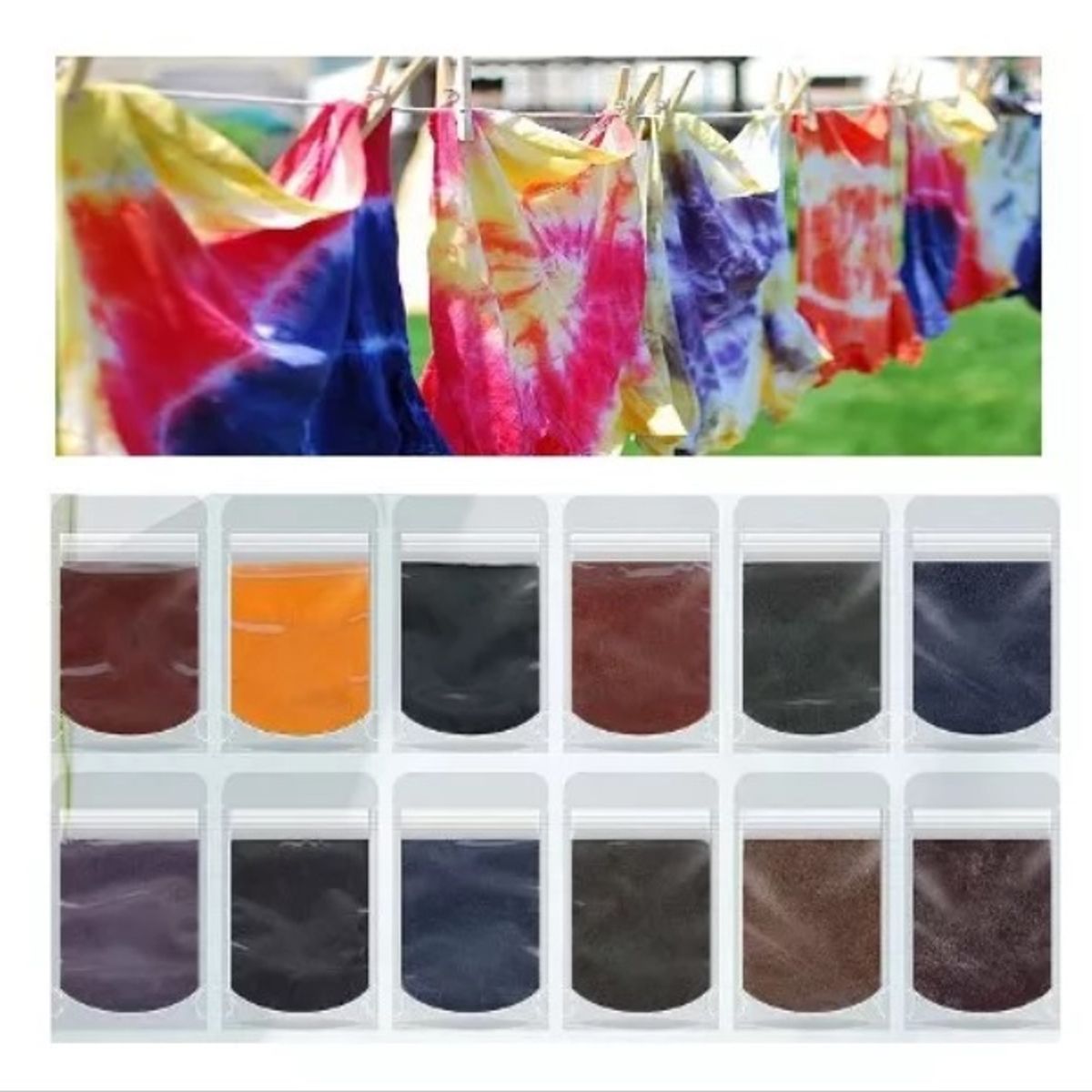 GENERICO - Anilinas Tie Dye 12 Colores 10gr Cu. Teñido Colores Vivos
