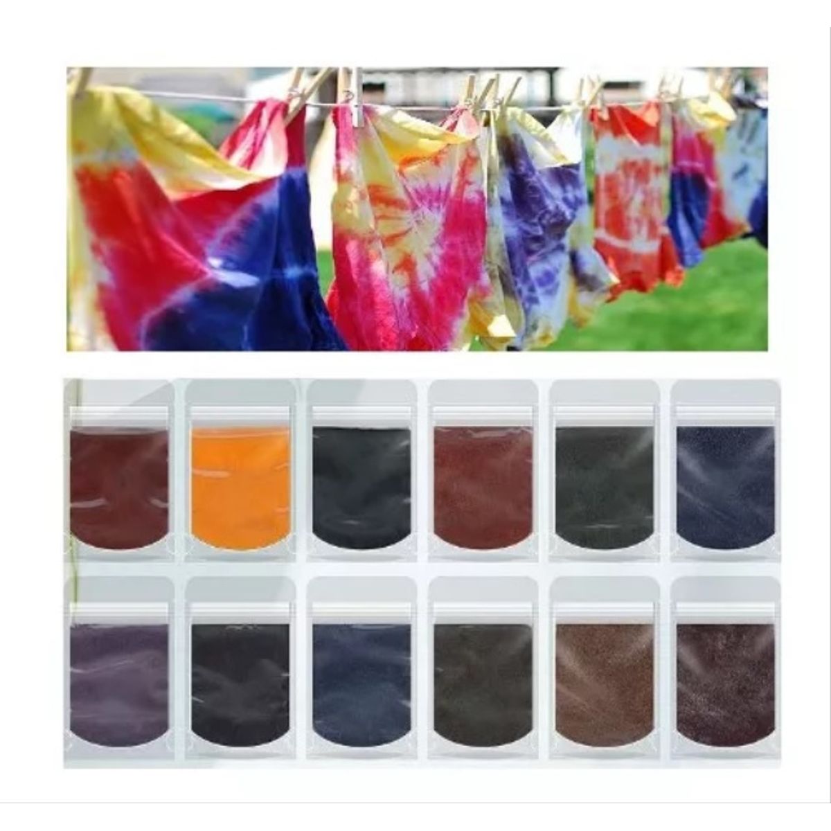 GENERICO - Anilinas Tie Dye 12 Colores 10gr Cu. Teñido Colores Vivos