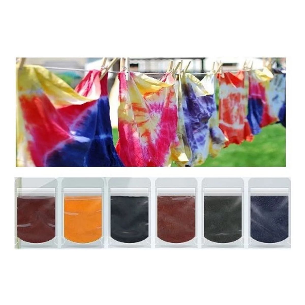 GENERICO - Anilinas Tie Dye 6 Colores 10gr Cu. Teñido Colores Vivos