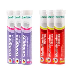 NUTRAZUL - Colágeno Marino Hidrolizado 1000 mg ( 3 ) + Multivitamícos (3) - Pack 6 unidades..