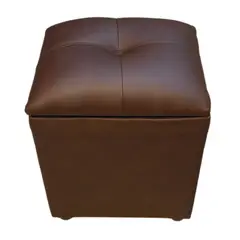 GENERICO - Pouf Baul chocolate Eco Cuero 40x33x50 Rimar