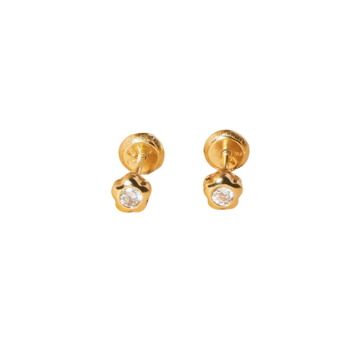 JB JOYAS BARON - Aros de Oro 9kt Flor Circonita