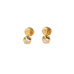 JB JOYAS BARON - Aros de Oro 9kt Flor Circonita