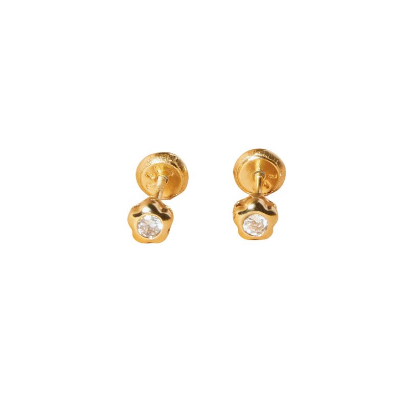 JB JOYAS BARON - Aros de Oro 14kt Flor Circon