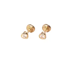 JB JOYAS BARON - Aros de Oro 14kt Corazón Circonita