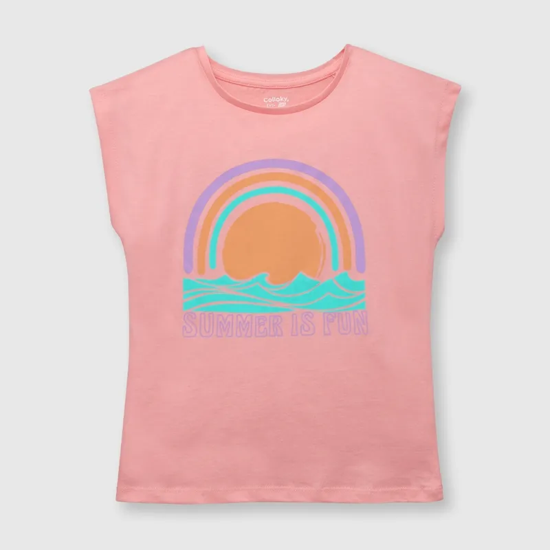 COLLOKY - Polera de niña arcoiris dark rose (2 a 12 años) 12 12