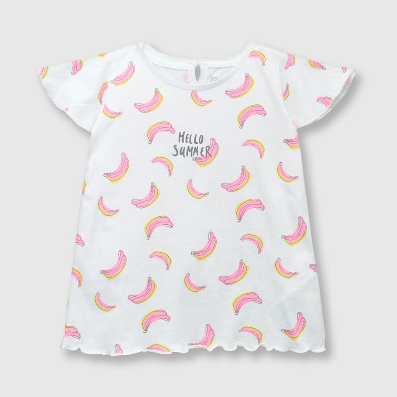 COLLOKY - Polera de bebé niña platanos blanco / white (3 a 36 meses) 3-6 meses