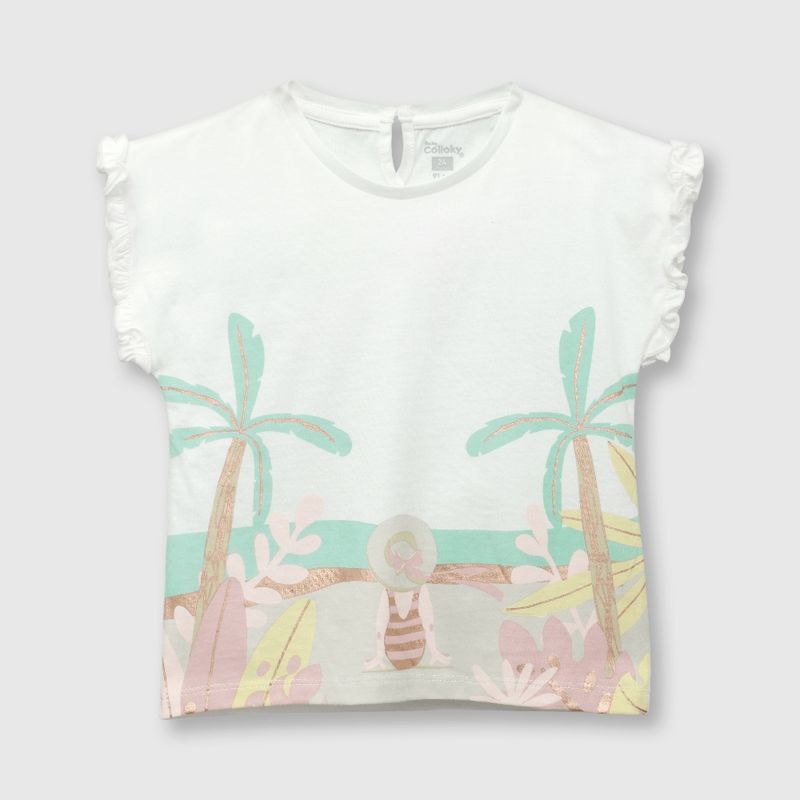 COLLOKY - Polera de bebé niña tropical off white (3 a 36 meses) 18-24 meses