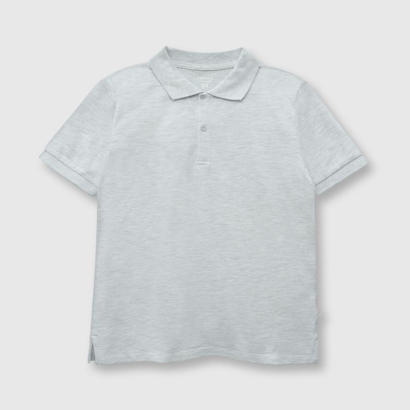 COLLOKY - Polera de niño pique gris melange (2 a 12 años) 10 10