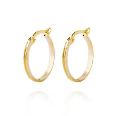 JB JOYAS BARON - Aros de Oro 18kt Argollas de Bitono Biselada
