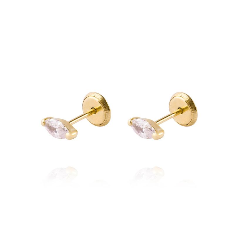 JB JOYAS BARON - Aros de Oro 18kt Medio Circon Ovalado 3mm