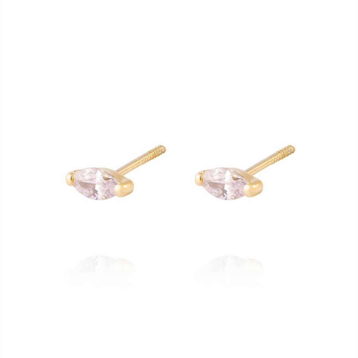 JB JOYAS BARON - Aros de Oro 18kt Medio Circon Ovalado 3mm