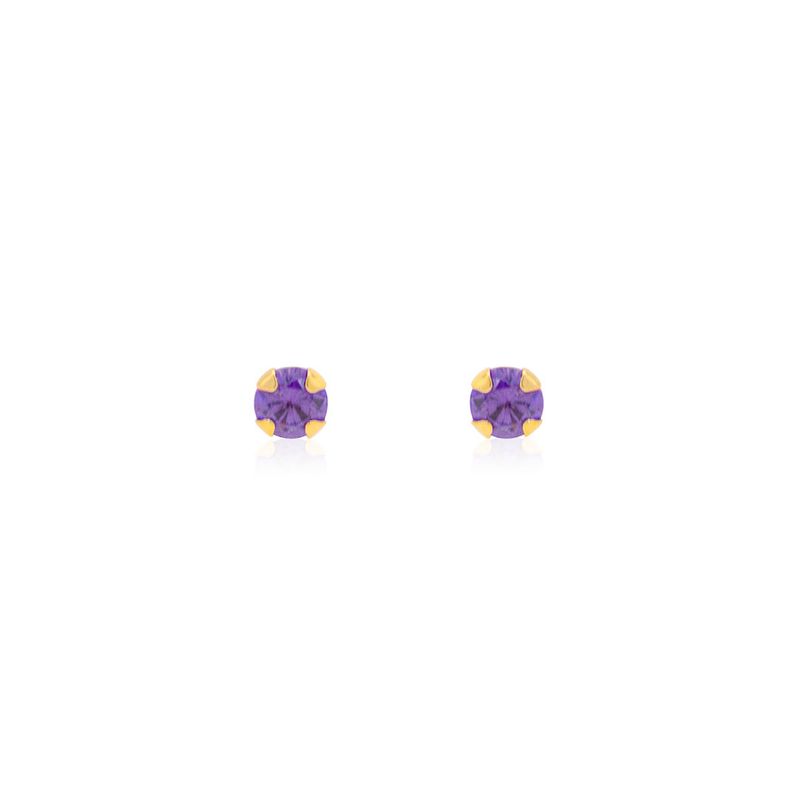 JB JOYAS BARON - Aros de Oro 18kt Piedra Amatista 3mm