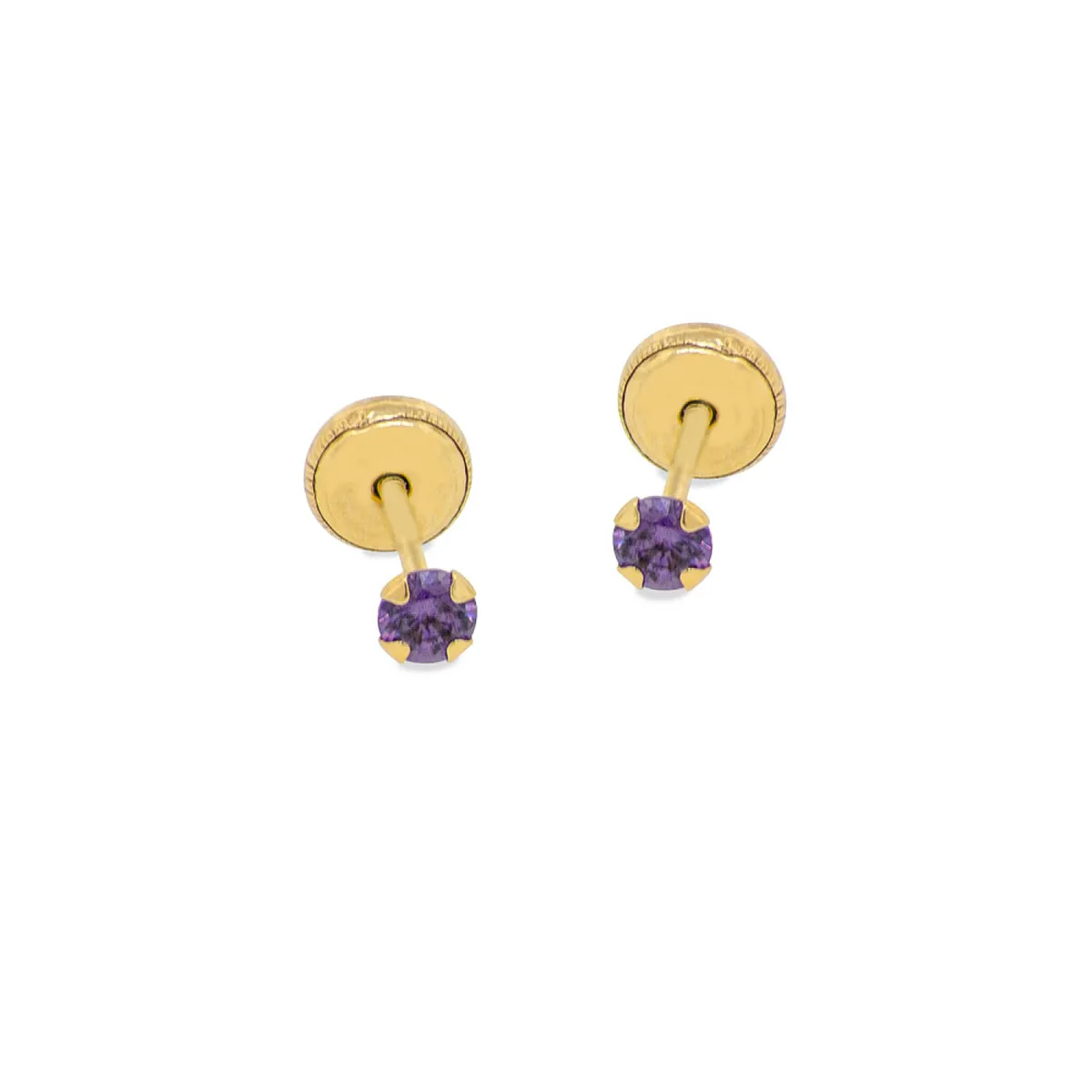 JB JOYAS BARON - Aros de Oro 18kt Piedra Amatista 3mm