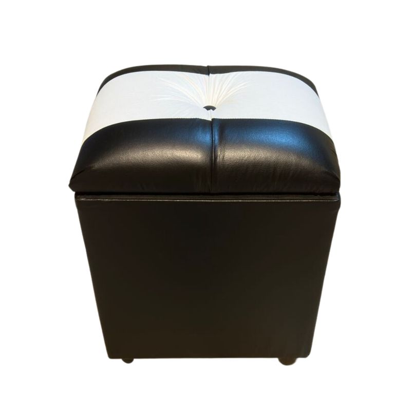 GENERICO - Pouf Baul Negro Bicolor Eco Cuero 40x33x50 Rimar