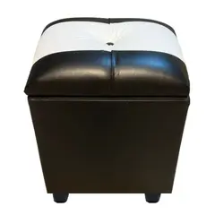 GENERICO - Pouf Baul Negro Bicolor Eco Cuero 40x33x45 Rimar