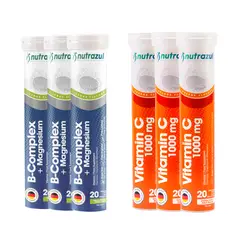 NUTRAZUL - Bcomplex - Magnesio (3) + Vitamina C 1000 mg (3) - Pack 6 unidades..