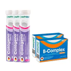NUTRAZUL - Colágeno Marino Hidrolizado 1000 mg (3) + B-Complex Cápsulas (2) -Pack 5 unidades..