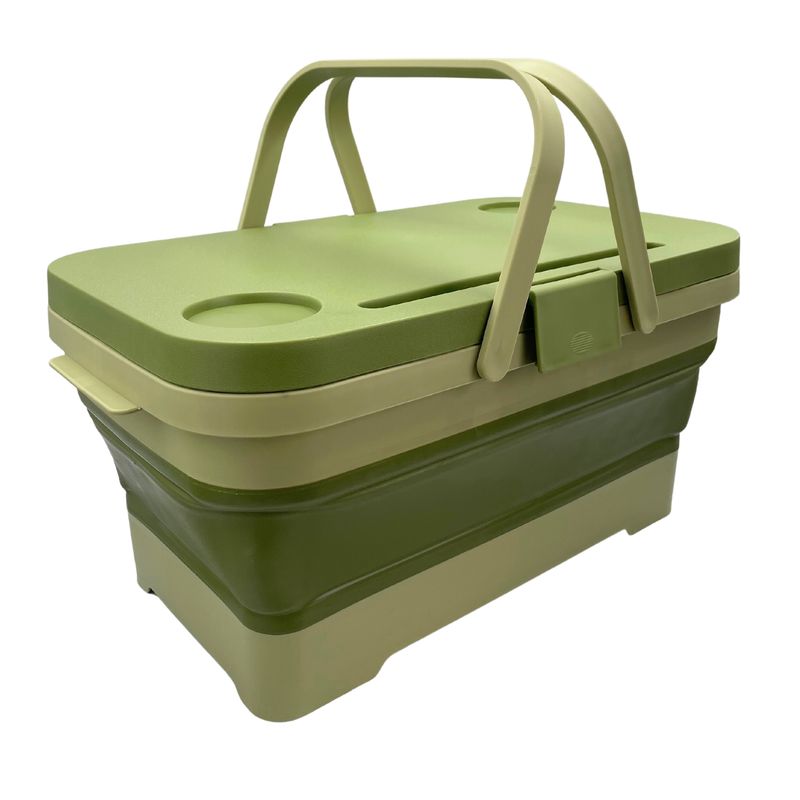 SANTU HOME & DECO - Cesta Canasta Plegable Camping Picnic Verde Oscuro