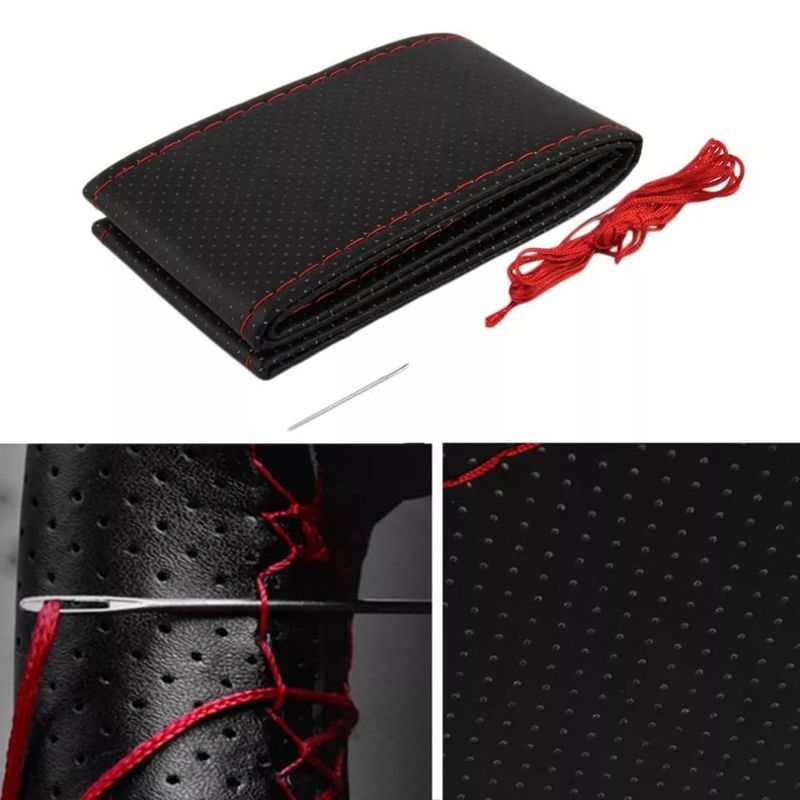 GENERICO - Funda forro Protector para volante coche 38cm cosido a mano