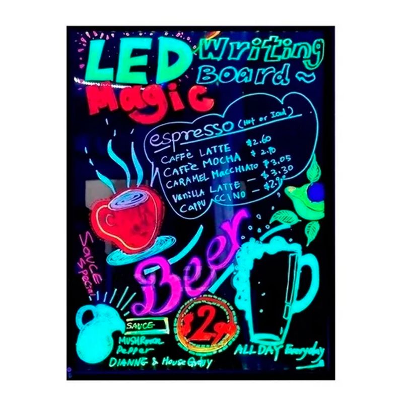 ESHOPANGIE - Pizarra Led Luminosa 60x80 Cm 6 Plumones, Paño Y Control