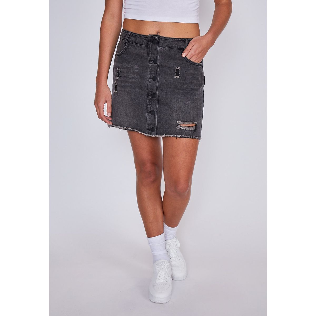 SIOUX - Falda Mujer Denim Destroyer Negro Sioux