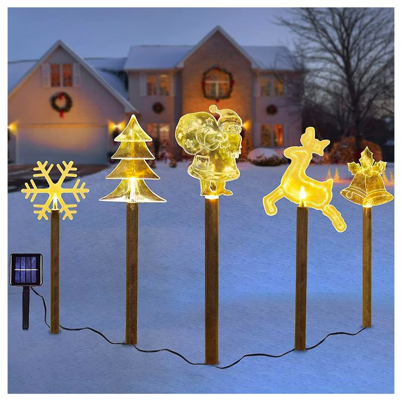 OEM - Set de 5 Estacas Solares Navidad Diferentes Diseños