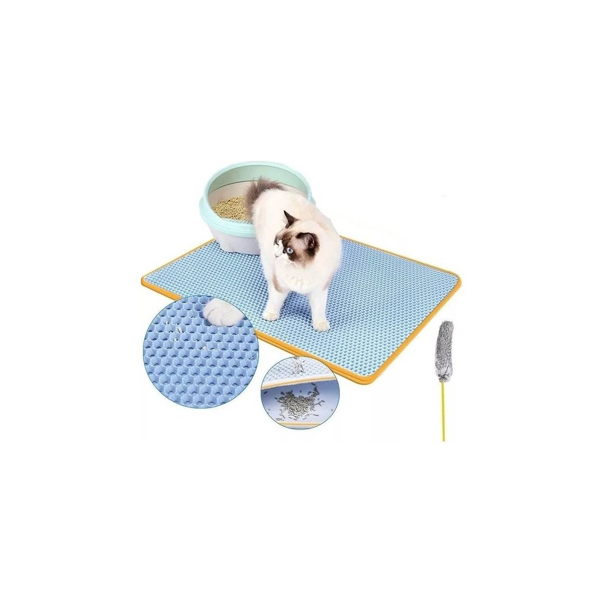 U BUY - Alfombra Atrapa Arena Para Gatos Salida Mascotas  Celeste